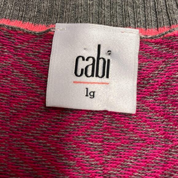 Cabi Y2K Pink Gray Geometric Lightweight Button Front Layering Cardigan Large - Picture 5 of 6